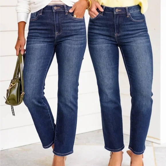 J21 Eleven By Risen High Rise Dark Wash Straight Leg Jeans - Picture 1 of 5